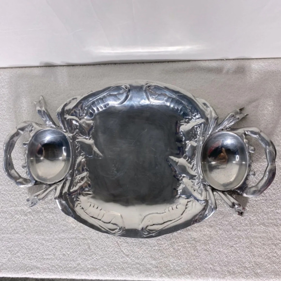 Vintage Cast Aluminium Seafood  Crab Platter Serving Dish - Picture 1 of 16